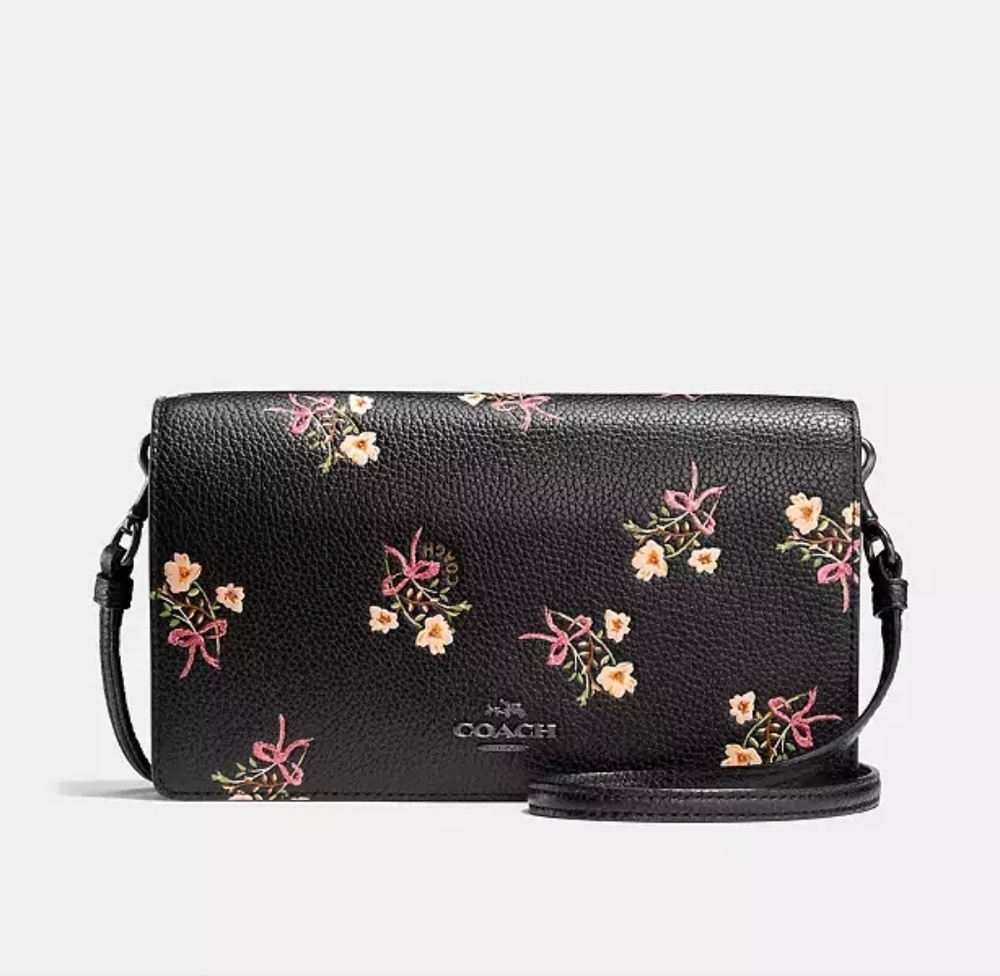 COACH Foldover Crossbody Clutch With Floral Bow Print